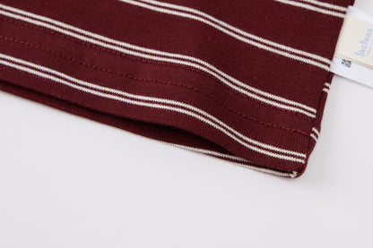 Baby Boys Hooded Jacket-Off White-Burgundy Striped Inner Shirt and Blue Jeans Set