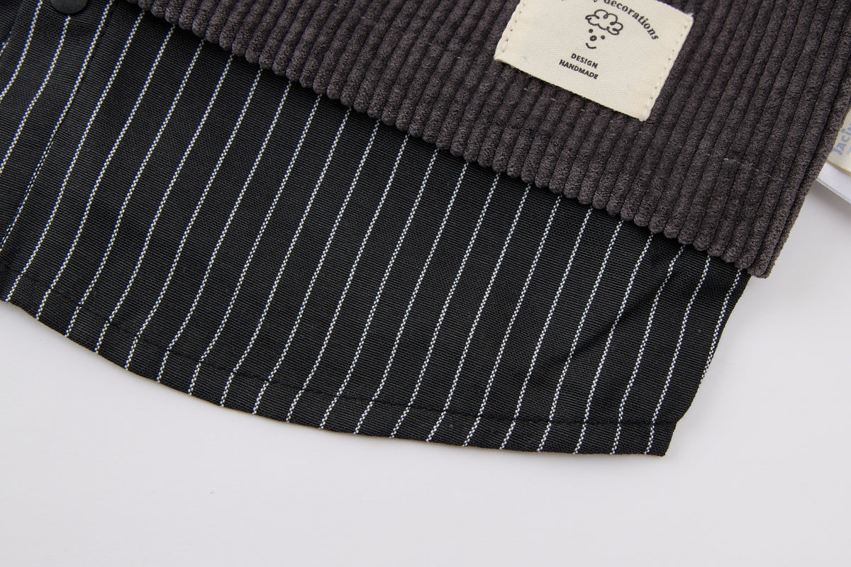 Baby Boys False Two-Piece Sweatshirt-Dark Grey-V-Neck Striped Hem and Matching Pants Set