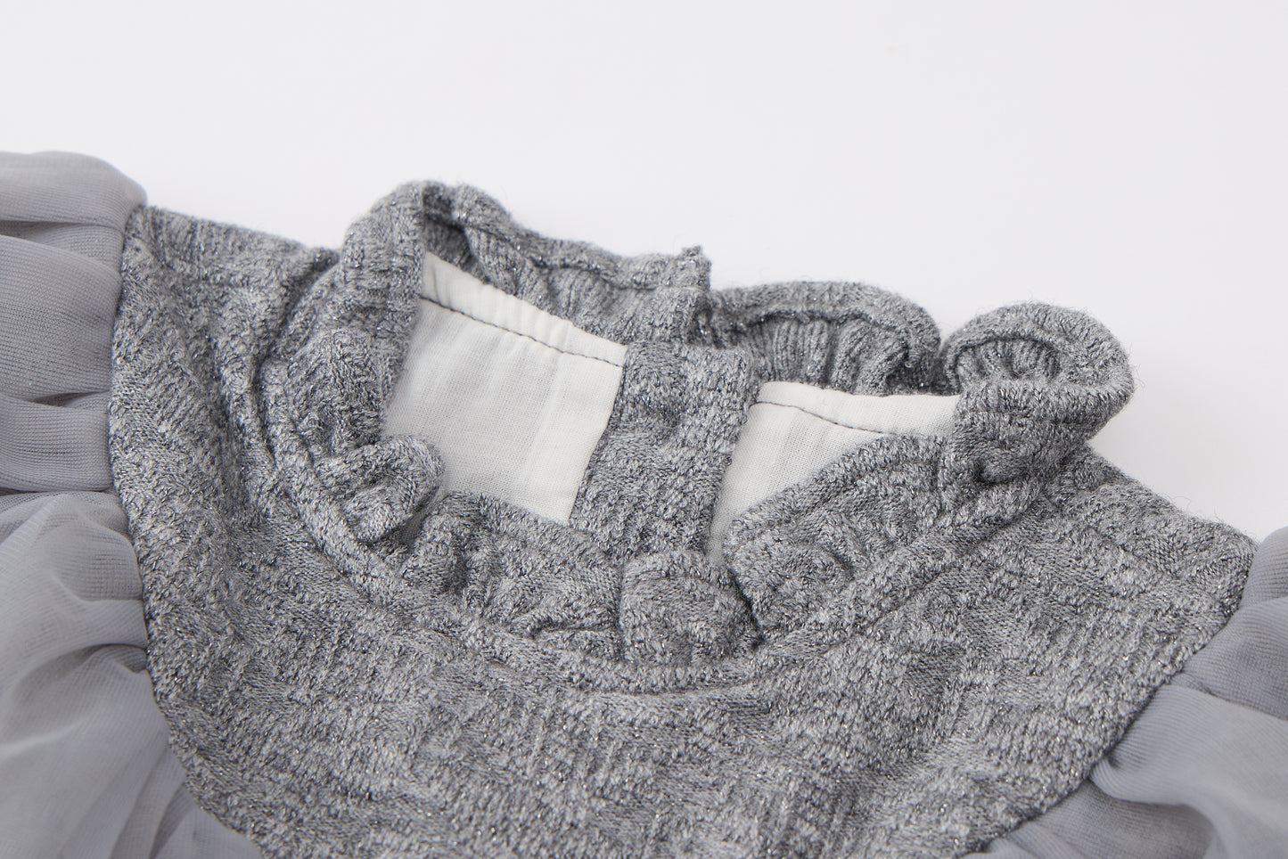 Baby Girls Knit Cardigan-Grey and Pink-Ruffle Trim and Tulle Dress Set