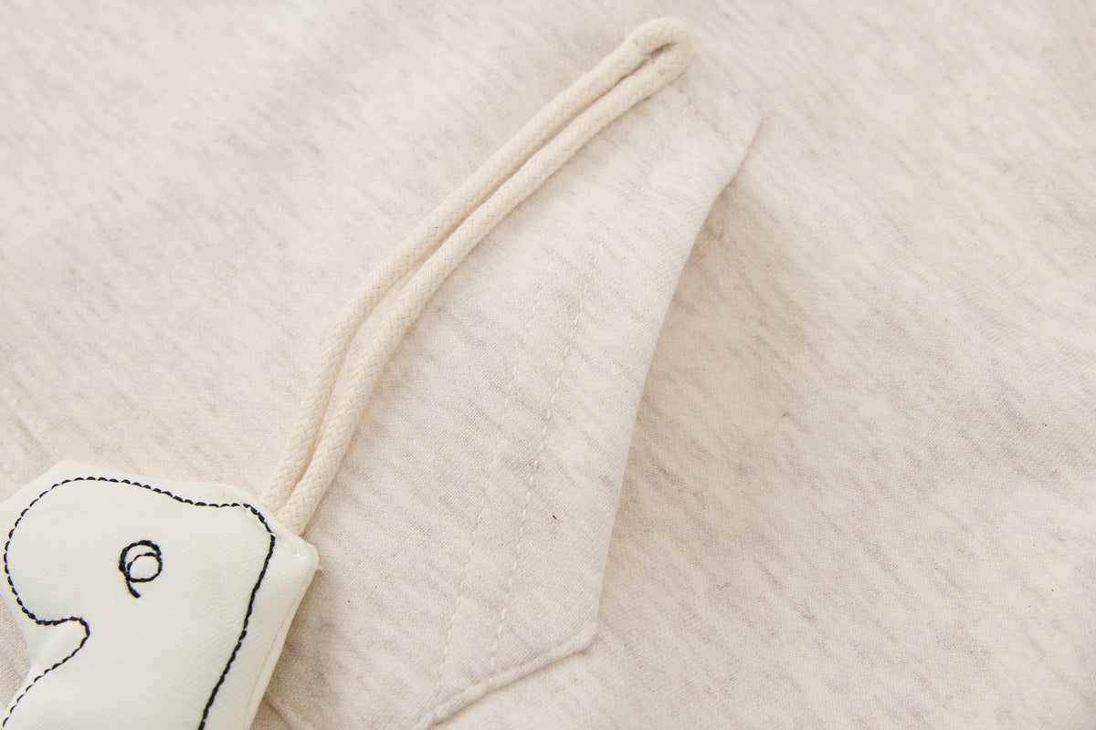 Baby Boys Hooded Sweatshirt Set-Beige and Grey-Half-Zip Hoodie with Kangaroo Pocket and Hanging Dinosaur Toy with Matching Pants