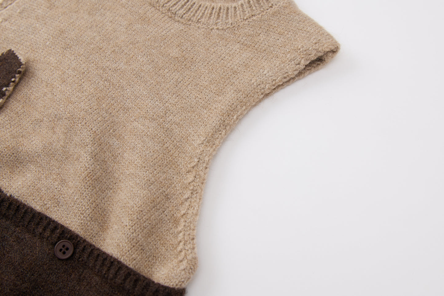 Baby Girls Knit Vest-Khaki and Brown-Rabbit Face Embroidery with White Top and Tulle Skirt Leggings Set