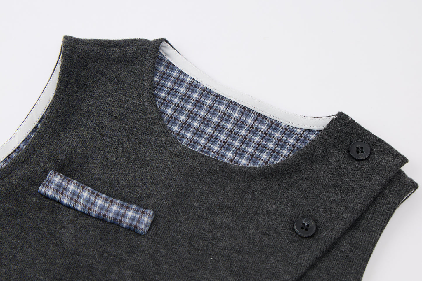 Baby-boy-dark-grey-vest-shirt-plaid-cuff-pants-set