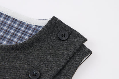 Baby-boy-dark-grey-vest-shirt-plaid-cuff-pants-set