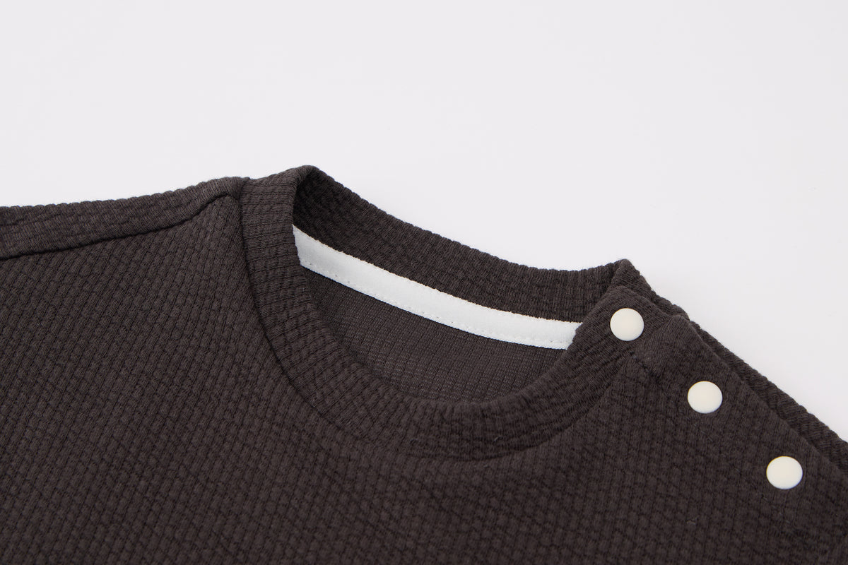 Baby Boys Sweatshirt Set-Dark Grey and Off-White-Elephant Applique with Dotted Pattern Long Sleeve Top and Matching Pants