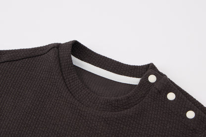Baby Boys Sweatshirt Set-Dark Grey and Off-White-Elephant Applique with Dotted Pattern Long Sleeve Top and Matching Pants