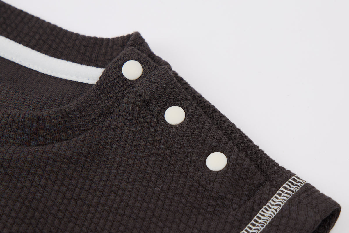 Baby Boys Sweatshirt Set-Dark Grey and Off-White-Elephant Applique with Dotted Pattern Long Sleeve Top and Matching Pants