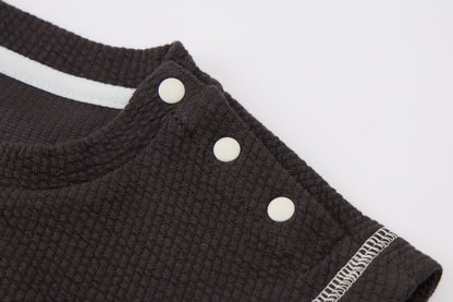 Baby Boys Sweatshirt Set-Dark Grey and Off-White-Elephant Applique with Dotted Pattern Long Sleeve Top and Matching Pants