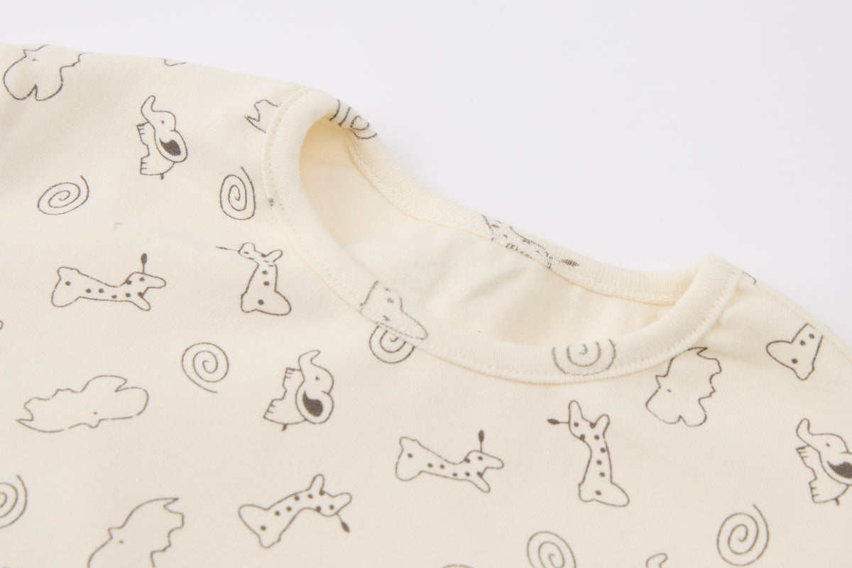 Baby Boys Sweatshirt Set-Dark Grey and Off-White-Elephant Applique with Dotted Pattern Long Sleeve Top and Matching Pants