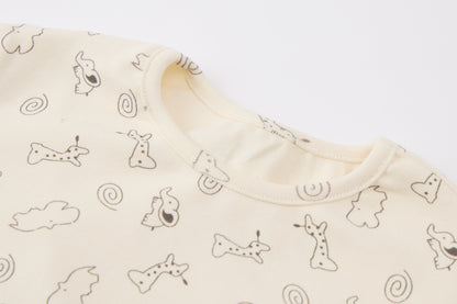 Baby Boys Sweatshirt Set-Dark Grey and Off-White-Elephant Applique with Dotted Pattern Long Sleeve Top and Matching Pants