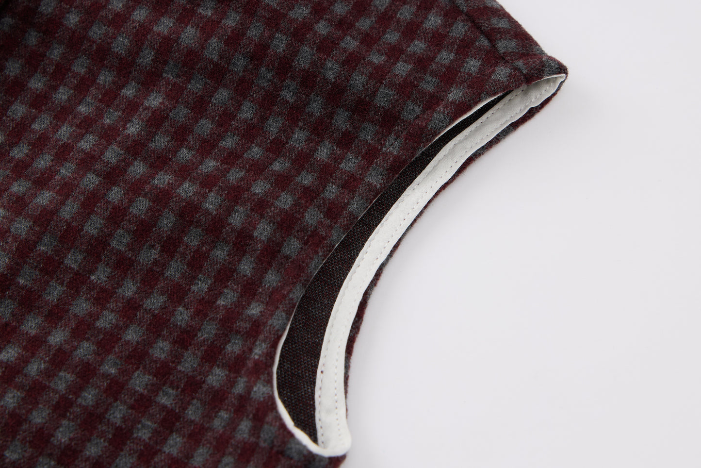 Baby Boys Hooded Vest Set-Burgundy Plaid-Button-Up Vest with Matching Pants and Inner Shirt
