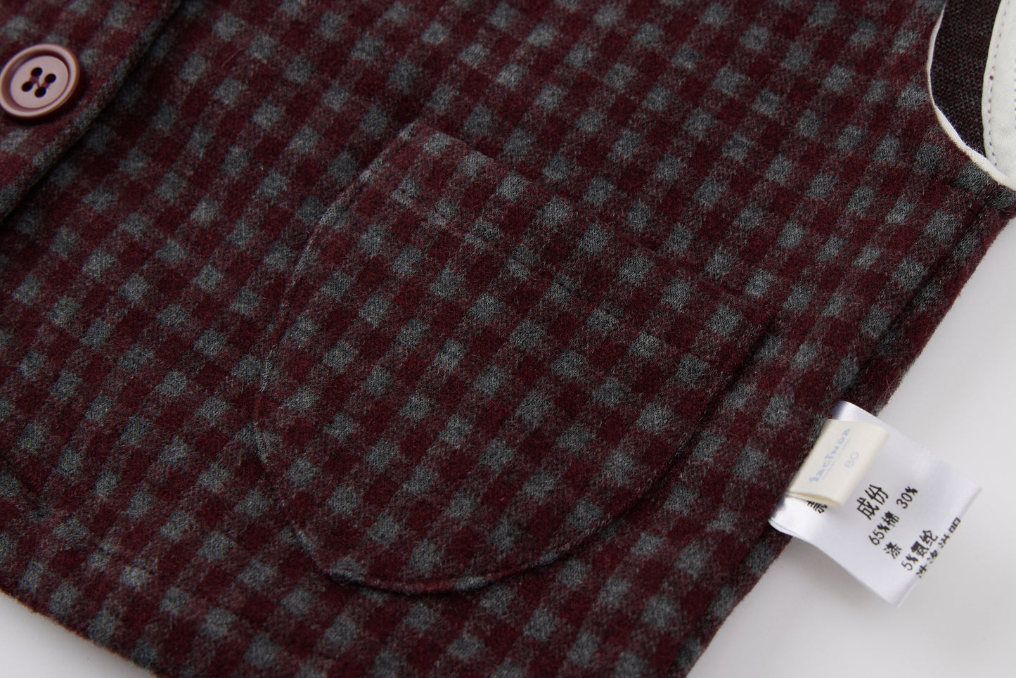 Baby Boys Hooded Vest Set-Burgundy Plaid-Button-Up Vest with Matching Pants and Inner Shirt